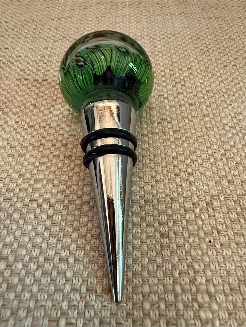 Glass Millefiori Bottle Stopper in Green